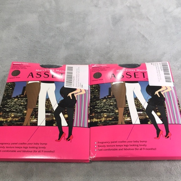 2 Marvelous Momma Assets by Sara Blakely Maternity Black Tights Size 1 - Picture 1 of 7
